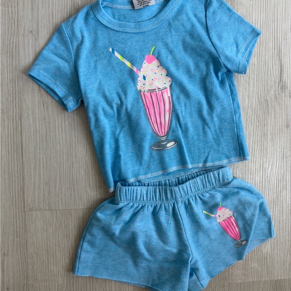 Fire house Blue Kids set with Milkshake Print